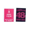 2 BIGLIETTI AUGURI COMPLEANNO 18 ANNI FUCSIA CON BUSTA KEEP CALM SUPER GIRL