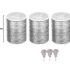 3 BOBINE ROTOLI FILO POLIESTERE METALLICO + INFILA AGO ARGENTATO RICAMO CUCITO