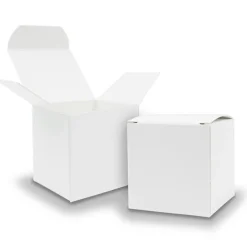 15 BOMBONIERA SCATOLA BIANCO CUBO CARTA LUCIDA PORTACONFETTI MATRIMONI BATTESIMO