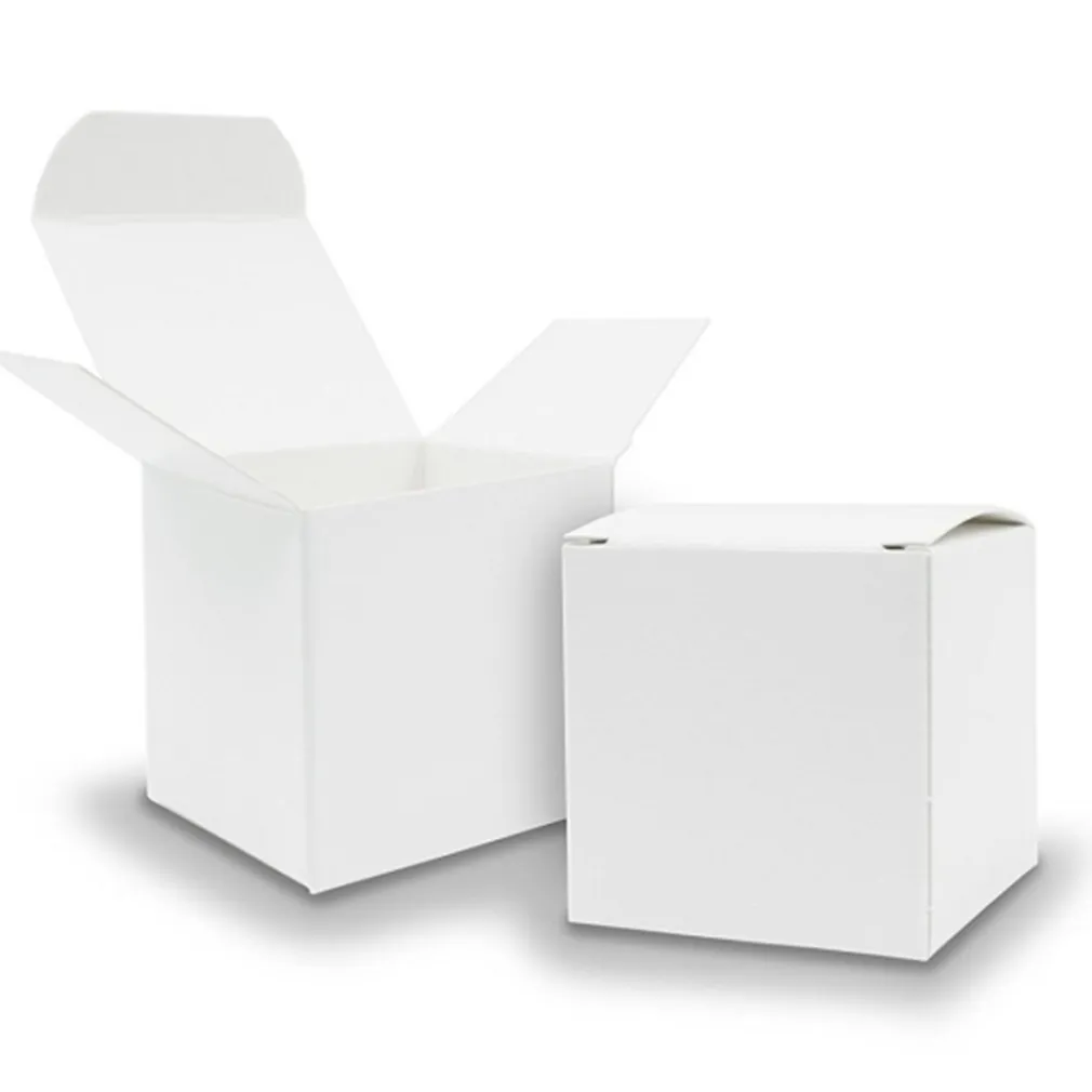 15 BOMBONIERA SCATOLA BIANCO CUBO CARTA LUCIDA PORTACONFETTI MATRIMONI BATTESIMO