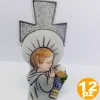 12 BOMBONIERE CROCE COMUNIONE BAMBINO EUCARESTIA BIANCO CERAMICA SOPRAMMOBILE