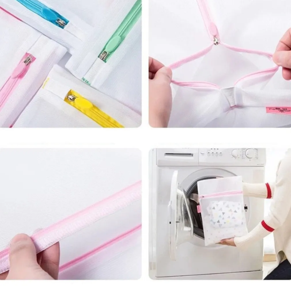 3 BORSA A RETE CON ZIP CERNIERA 40x50 CM PROTEGGI LAVA CAPI DELICATI BIANCHERIA