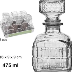 6 BOTTIGLIA VINTAGE PER LIQUORE WISKEY COGNAC SCOTCH IN VETRO CON TAPPO 9X16CM