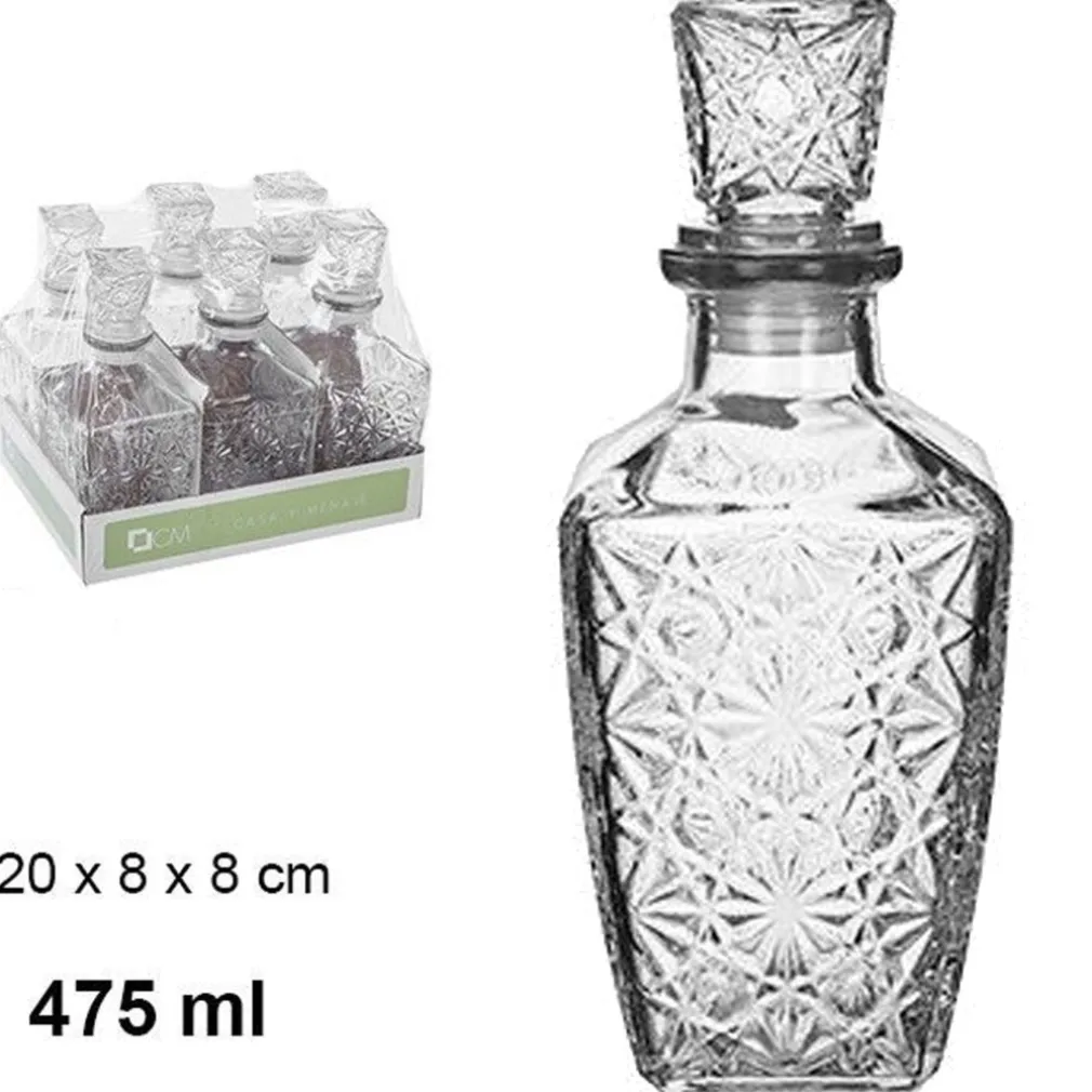 6 BOTTIGLIA VINTAGE PER LIQUORE WISKEY COGNAC SCOTCH IN VETRO CON TAPPO 8X20CM