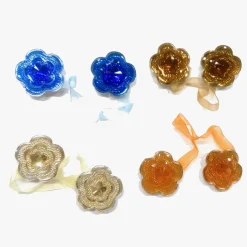 2 CALAMITE FIORI FIORE BRILLANTINATO FERMATENDA GLITTER STRASS FERMA TENDA