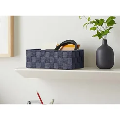 3 CESTINI TESSUTO SCATOLE ORGANIZER BAGNO PORTA OGGETTI BAGNOSCHIUMA BLU 79052