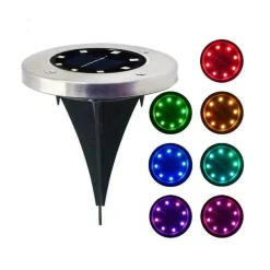 4 FARO LAMPADA 8 LED RGB SOLARE DA ESTERNO GIARDINO FARETTO PICCHETTO SEGNAPASSI