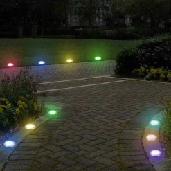 4 FARO LAMPADA 8 LED RGB SOLARE DA ESTERNO GIARDINO FARETTO PICCHETTO SEGNAPASSI