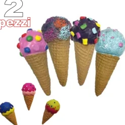 2 GIOCATTOLO CONO GELATO GOMMA SUONO RESISTENTE DA MASTICARE PER CANI ANIMALI