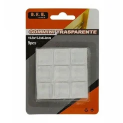 9 GOMMINI ADESIVI PROTEZIONE PAVIMENTI TRASPARENTI QUADRATI 19.8X19.8X6.4MM 66097