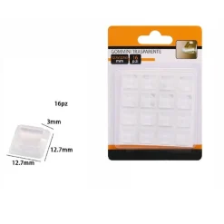 16 GOMMINI ADESIVI PROTEZIONE PAVIMENTI TRASPARENTI QUADRATI 12.7X12.7X3MM 66092