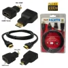 3 IN 1 CAVO HDMI FULL HD 1080P 1.5 M + ADATTATORI MINI HDMI E MICRO HDMI DORATI