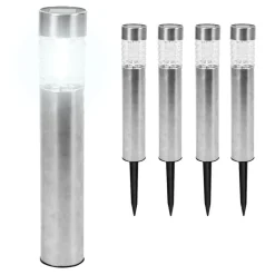 4 LAMPADE GIARDINO RICARICA SOLARE PALETTI SOLARI METALLO CRISTALLO 1LED BIANCO