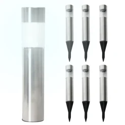 6 LAMPADE GIARDINO RICARICA SOLARE PALETTI SOLARI TECNOLOGIA 1LED LUCE BIANCA