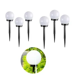 6 LAMPIONE SOLARE 1 LED GIARDINO 10 CM PICCHETTO LAMPADE GLOBO ESTERNI TE-B0164
