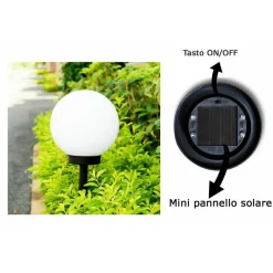 6 LAMPIONE SOLARE 1 LED GIARDINO 10 CM PICCHETTO LAMPADE GLOBO ESTERNI TE-B0164