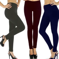 3 LEGGINGS MOD.905 DONNA FELPATI COMODI CALDI ELEGANTI 3PZ. LEGGINGS VARI COLORI