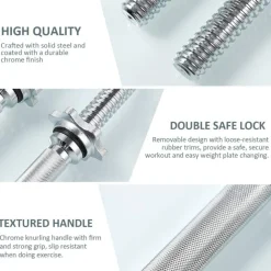 2 MANUBRI FILETTATI DA 35CM PER SOLLEVAMENTO PESI SPORT ALLENAMENTO PALESTRA