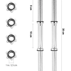 2 MANUBRI FILETTATI DA 30CM PER SOLLEVAMENTO PESI SPORT ALLENAMENTO PALESTRA