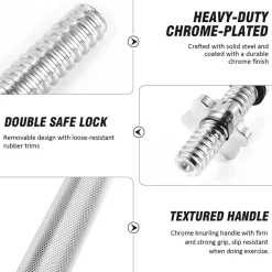 2 MANUBRI FILETTATI DA 30CM PER SOLLEVAMENTO PESI SPORT ALLENAMENTO PALESTRA