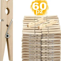 60 MOLLETTE DA BUCATO IN LEGNO MOLLETTA PANNI PER DECORAZIONI E FAI DA TE