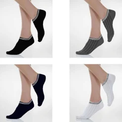 12 PAIA DI CALZINI A COLLO BASSO DA DONNA FANTASMINI IN COTONE TINTA UNITA 35-40