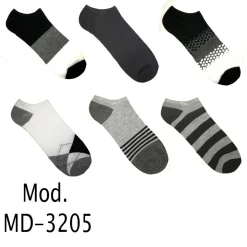 12 PAIA DI CALZINI UOMO CAVIGLIA IN COTONE VARI COLORI E FANTASIE MD-3205