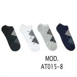 12 PAIA DI CALZINI UOMO COLLO BASSO COMODI IN 4 COLORI ROMBI DAL 40 AL 46 AT015-8