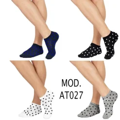 12 PAIA DI CALZINI UOMO COLLO BASSO COMODI IN 4 COLORAZIONI A POIS DAL 40 AL 46 AT027