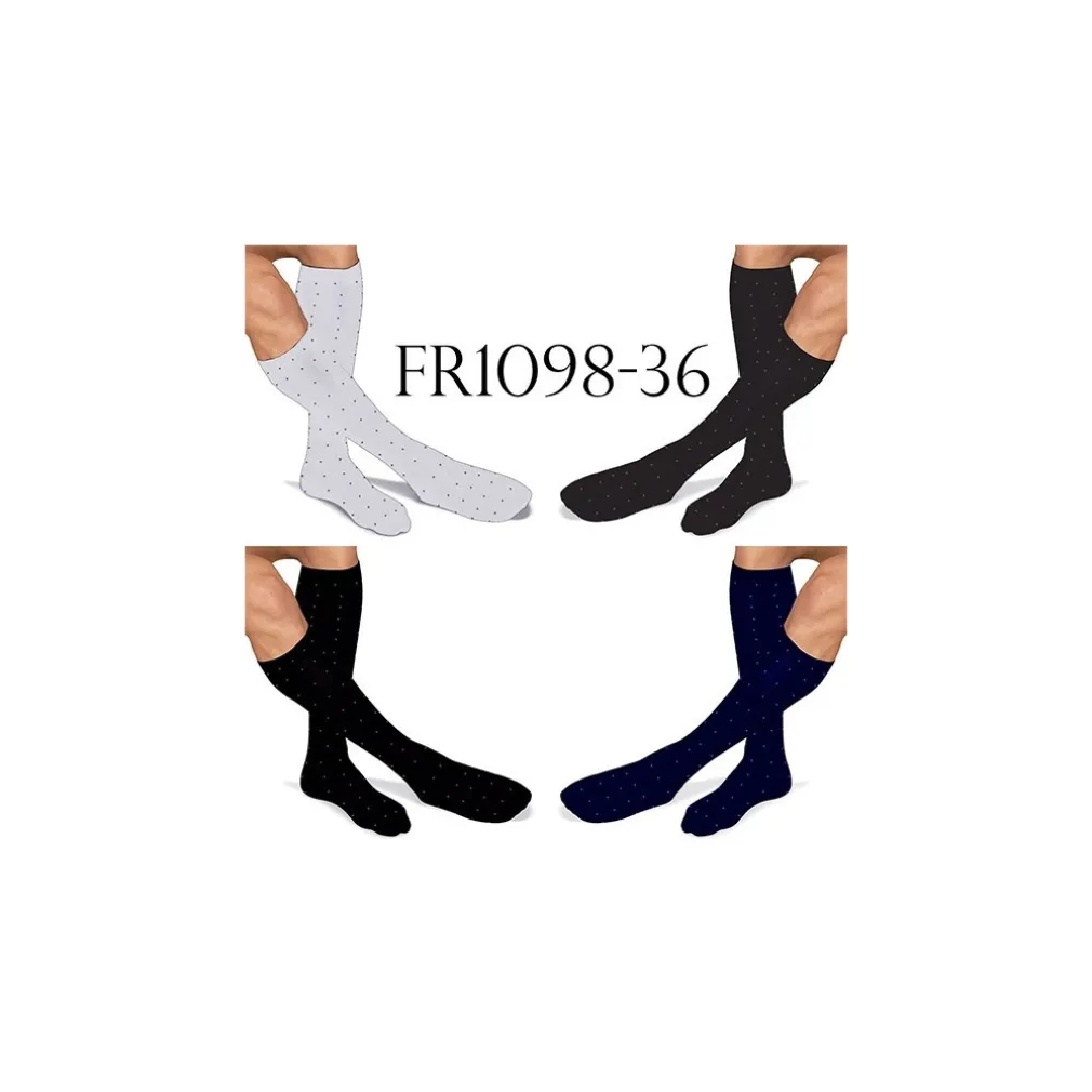 12 PAIA DI CALZINI UOMO IN COTONE COLORATI CON PUNTINI MEZZA GAMBA FR1098-36