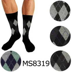 12 PAIA DI CALZINI UOMO IN COTONE COLORATI MEZZA GAMBA ROMBI FR1098-92