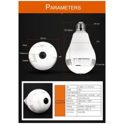 360° PANORAMICA MINI WIFI IP TELECAMERA LAMPADINA NASCOSTA CAMERA 960P LAMPADA