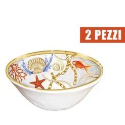 2 PEZZI CENTRO TAVOLA CIOTOLA CONCHIGLIE CORALLI STILE MARINO SVUOTA TASCHE