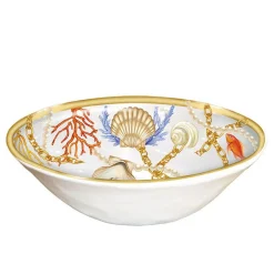 2 PEZZI CENTRO TAVOLA CIOTOLA CONCHIGLIE CORALLI STILE MARINO SVUOTA TASCHE