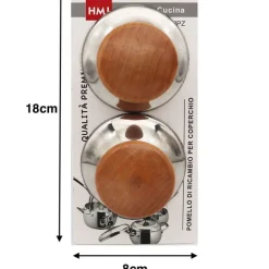 2 PEZZI POMELLO PER COPERCHI RICAMBI UNIVERSALI PENTOLE PADELLE MANICO MARRONE