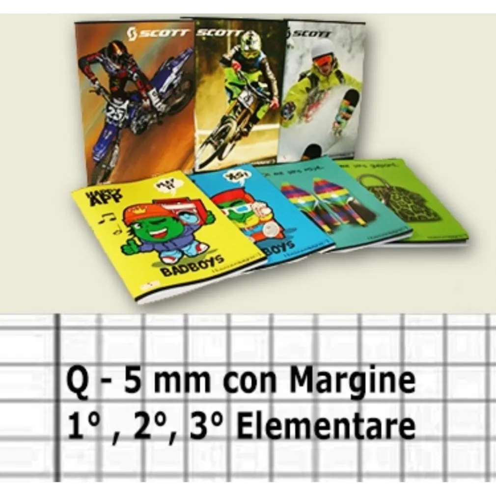 20 PEZZI QUADERNONI QUADERNONE QUADRETTI Q - 5mm CON MARGINE 1° 2° 3° ELEMENTARE
