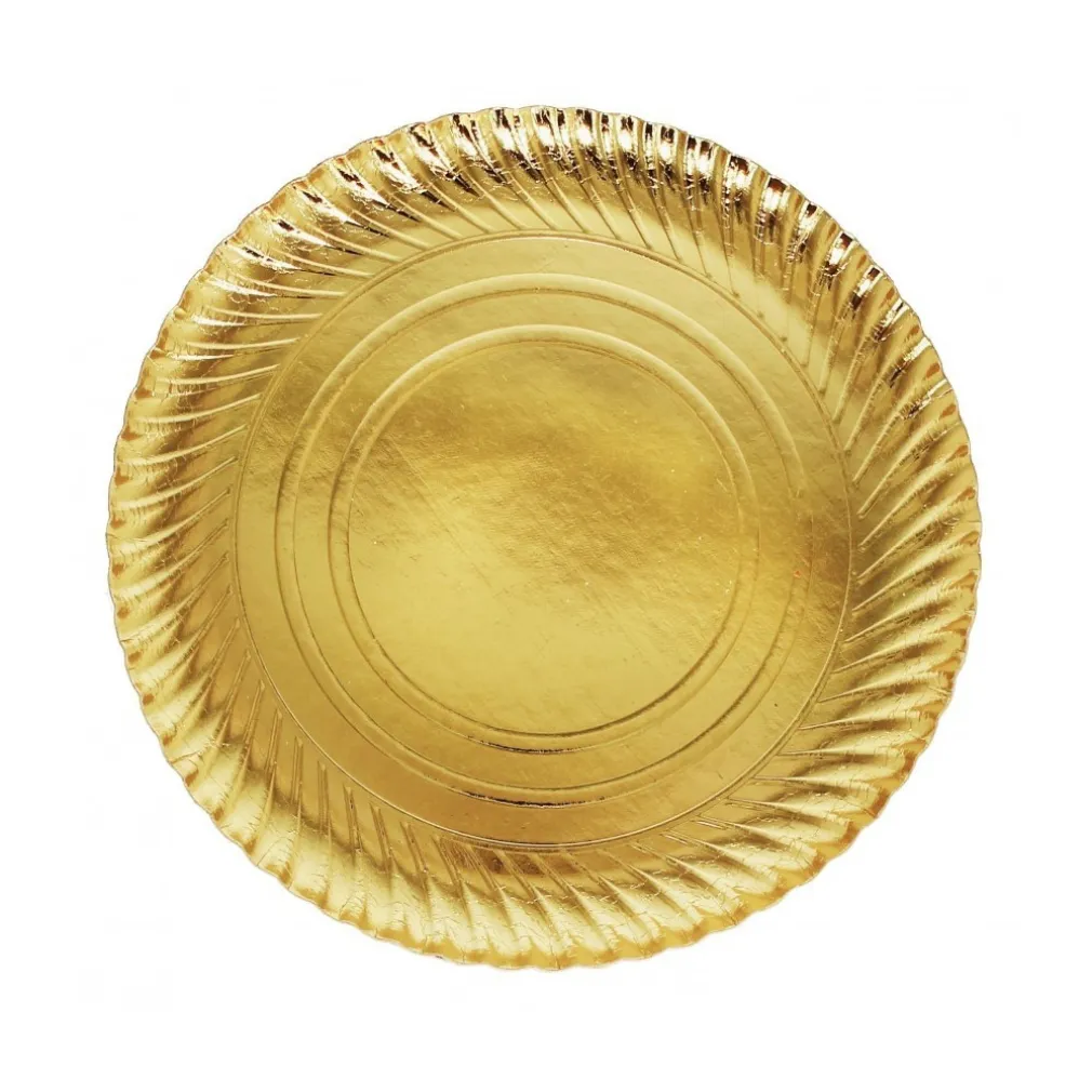 2 PEZZI VASSOIO PORTA SOTTO TORTA DIAMETRO 30 CM ORO TONDO CICROLARE PIATTO