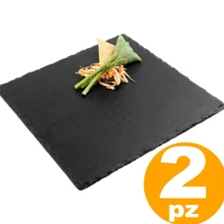 2 PIATTI PIATTO IN PIETRA ARDESIA QUADRATO 15x15CM PORTATA PER CIBI CALDI FREDDI