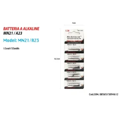 5 PILE BATTERIE ALKALINE MN21/A23 12V 55 MAH ALCALINA PER TELECOMANDO MAXTECH