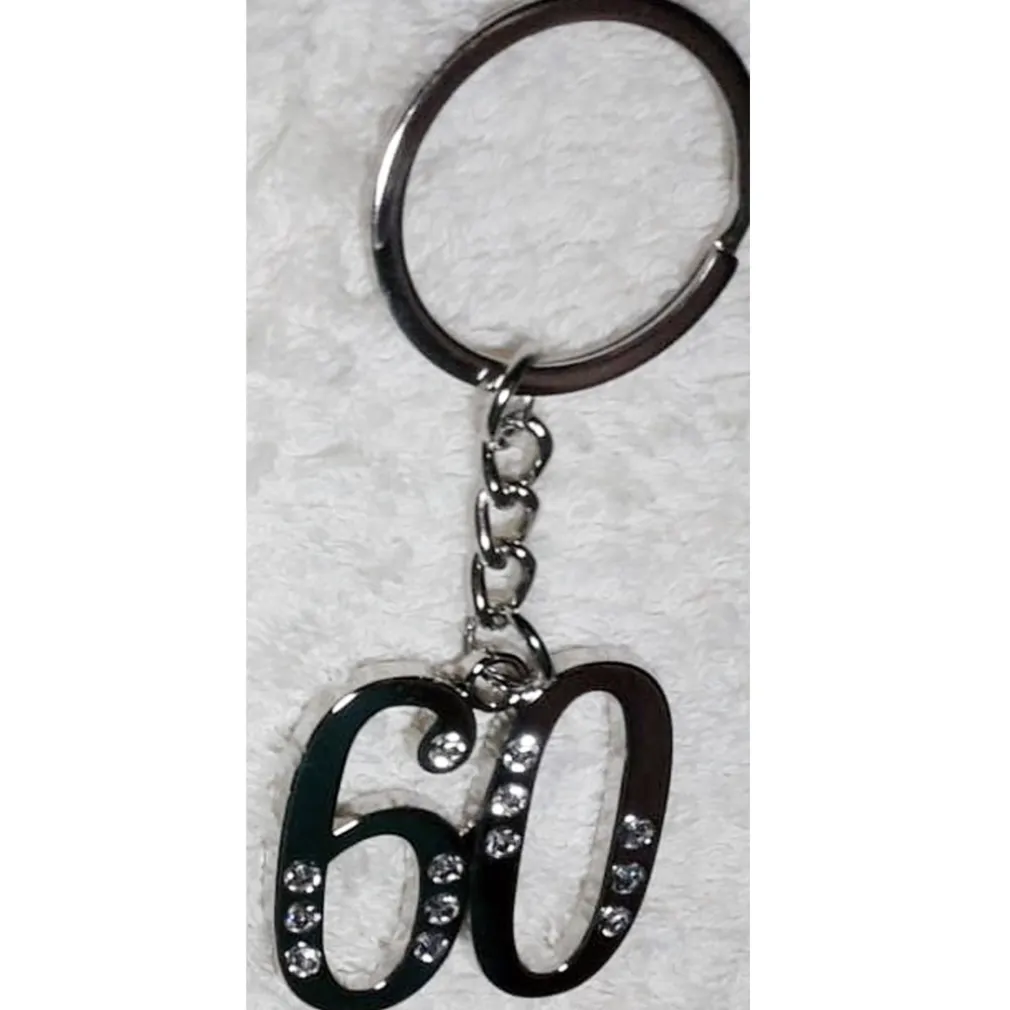 12 PORTACHIAVI PORTA CHIAVE CON NUMERO 60 BOMBONIERE CONFETTI PER COMPLEANNO