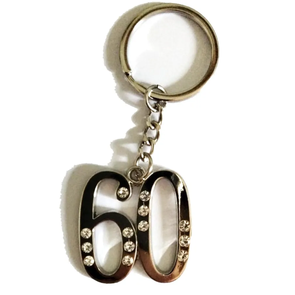 12 PORTACHIAVI PORTA CHIAVE CON NUMERO 60 BOMBONIERE CONFETTI PER COMPLEANNO