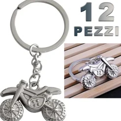 12 PORTACHIAVI PORTA CHIAVE BOMBONIERE CONFETTI A FORMA DI MOTOCICLETTA DA CROSS