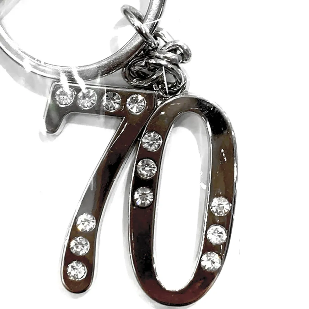 12 PORTACHIAVI PORTA CHIAVE CON NUMERO 70 BOMBONIERE CONFETTI PER COMPLEANNO