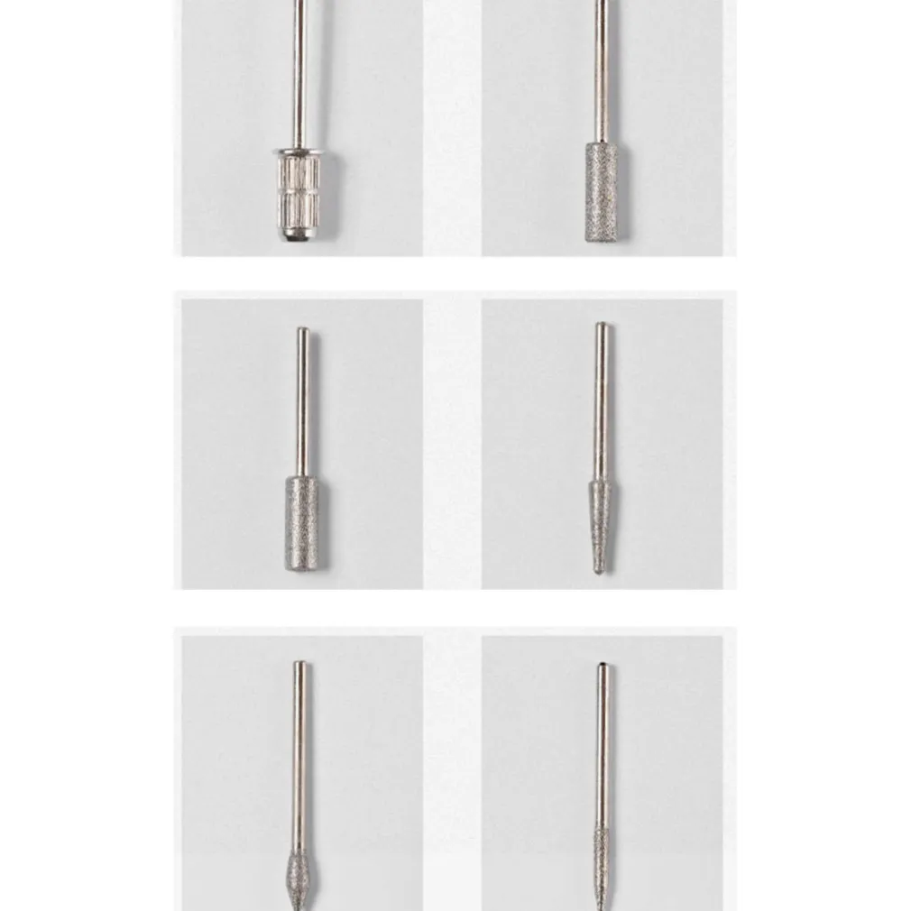 6 PUNTE KIT SET FRESA FRESATRICE NAIL ART UNGHIE CILINDRI ABRASIVI SCOVOLINI