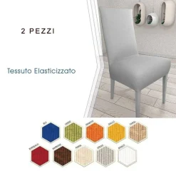 2 PZ COPRISEDIA IN TESSUTO ELASTICIZZATO COPRI SCHIENALE VARI COLORI LAVABILE