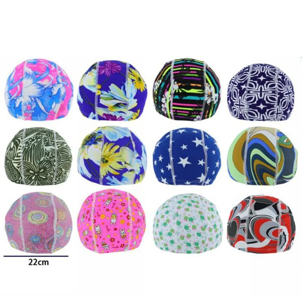 3 PZ CUFFIA PISCINA MARE NUOTO STAMPATA VARIE FANTASIE CON FASCIA ELASTICA 2CM