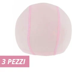 3 PZ CUFFIA PISCINA MARE NUOTO PRESSATA MONOCOLORE ROSA CON FASCIA ELASTICA 2 CM
