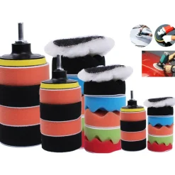 12 PZ KIT DI SPUGNE LUCIDANTI CON ADATTATORE PER LUCIDATURA AUTO 6" PLATORELLO