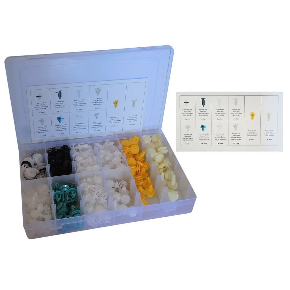 210 PZ PLASTICA TRIM CLIP RIVETTI CLIP KIT FERMI DI SPINTA PER AUTO ABITACOLO