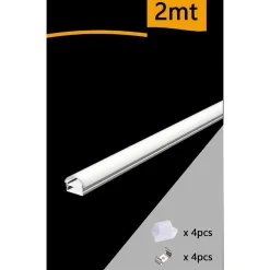 10 PZ PROFILO IN ALLUMINIO BOMBATO A PLAFONE SEZIONABILE 2MT PER STRIP LED AL-01